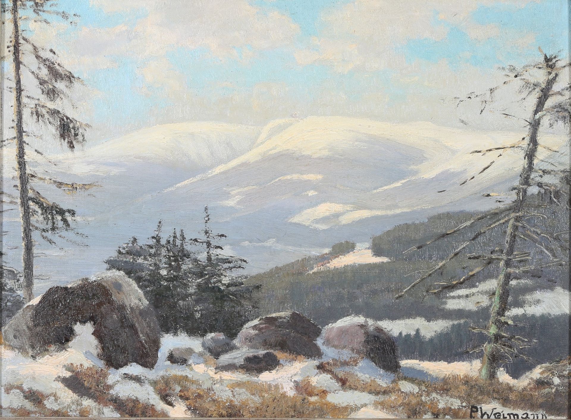 Paul Weimann (1867-1945) Winterliche Berglandschaft, winter mountainscape,