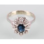 585 Gold Saphire Ring mit Brillanten, 14K gold sapphire diamond ring,