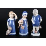 Royal Copenhagen 3 Kinder mit Teddy, children figures,