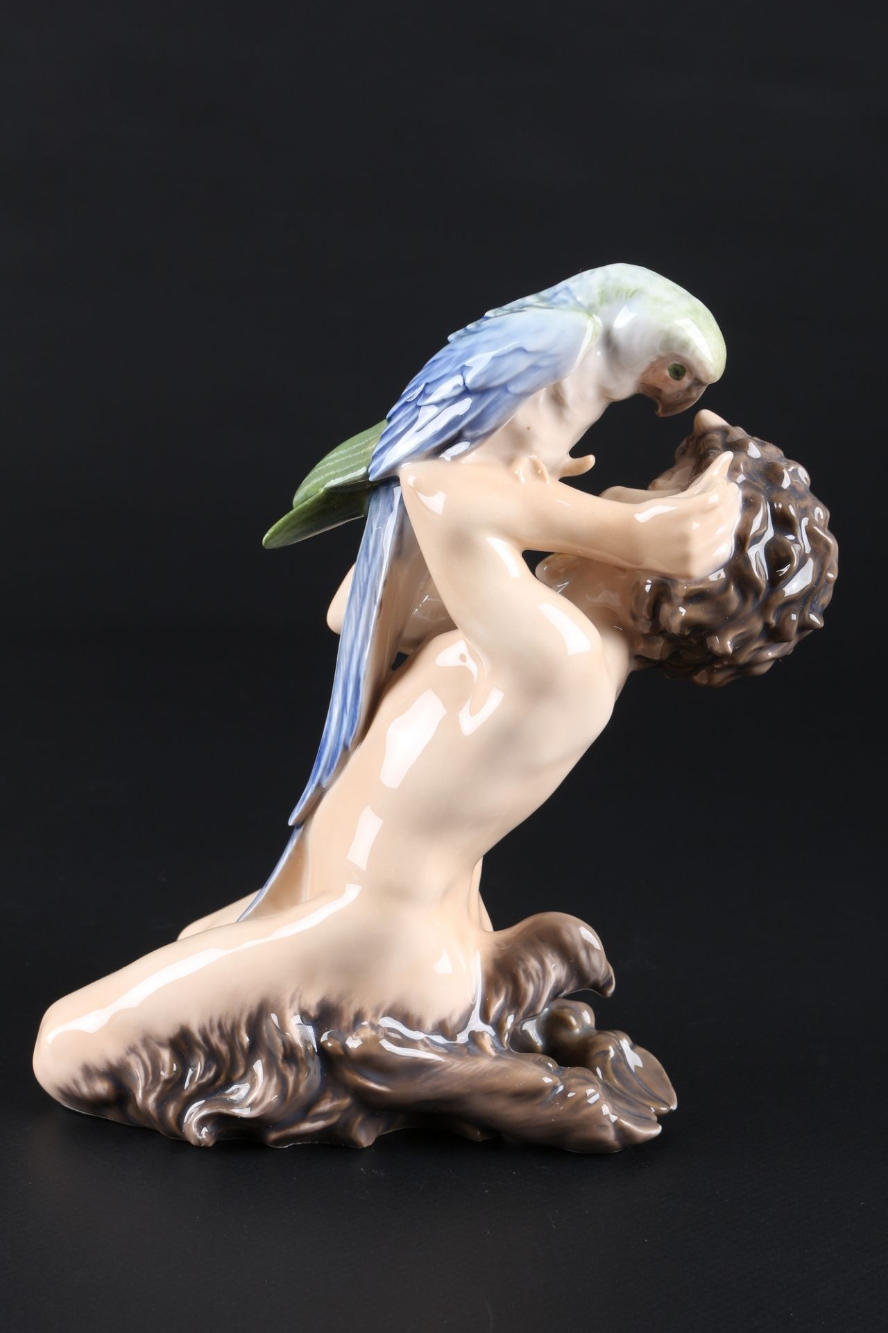 Royal Copenhagen Faun mit Papagei, faun with parrot, - Image 4 of 5