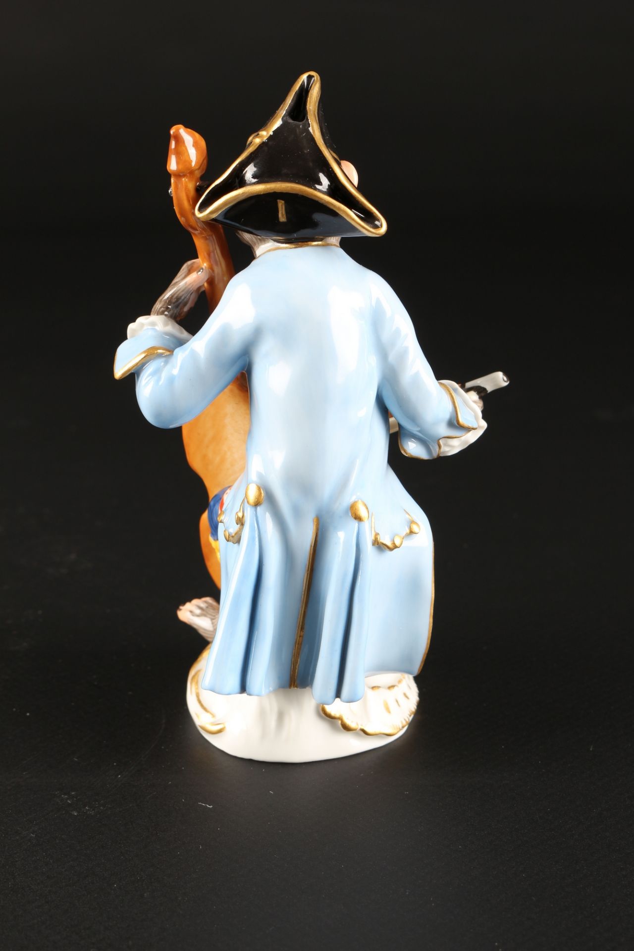 Meissen Affenkapelle Bassgeiger, bass violinist monkey chapel, - Image 3 of 6