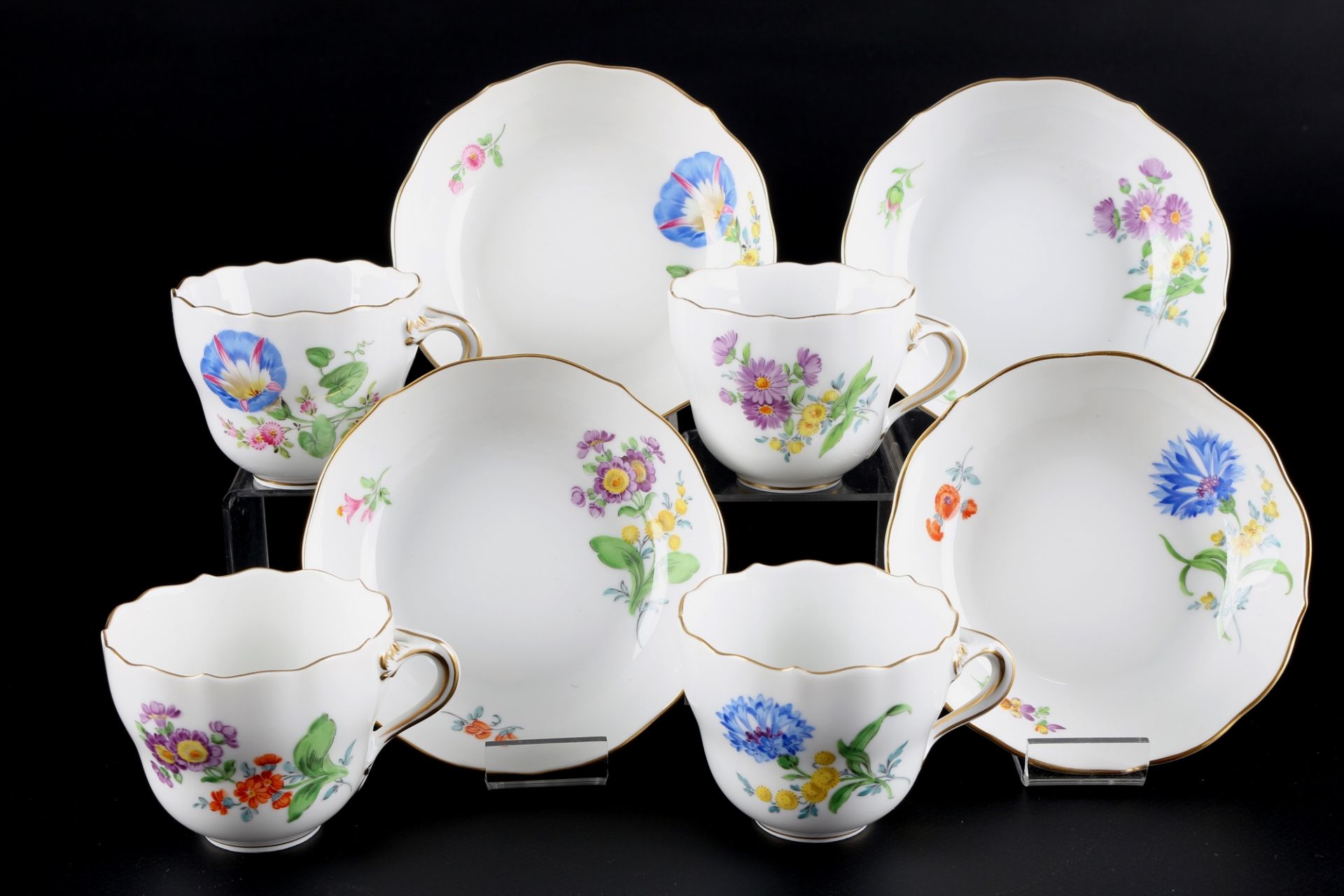 Meissen Blumenmalerei 8 Mokkatassen, mocha coffee cups, - Image 3 of 4