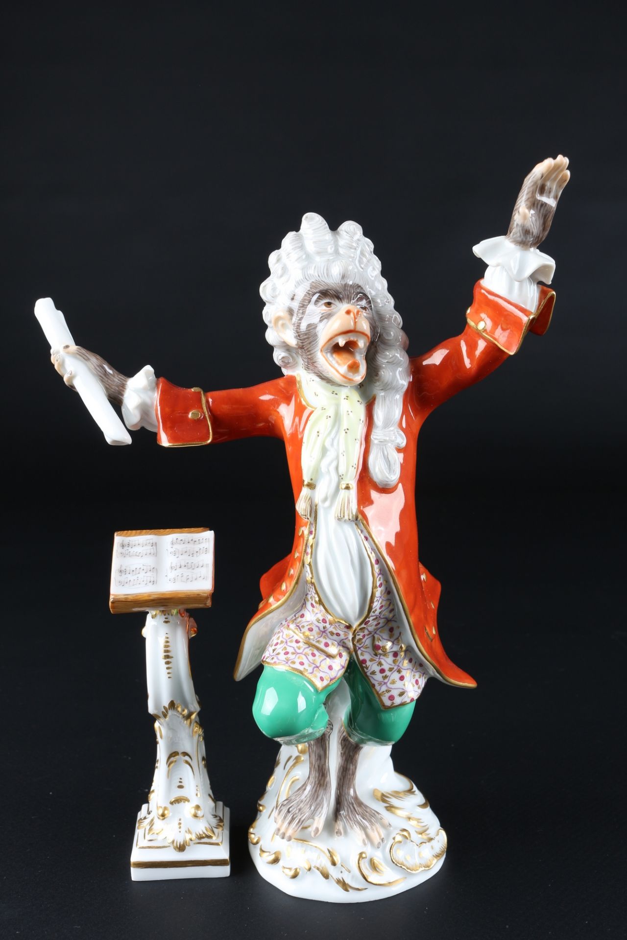 Meissen Affenkapelle Kapellmeister mit Notenpult, chapelmaster with note desk monkey chapel, - Image 5 of 6