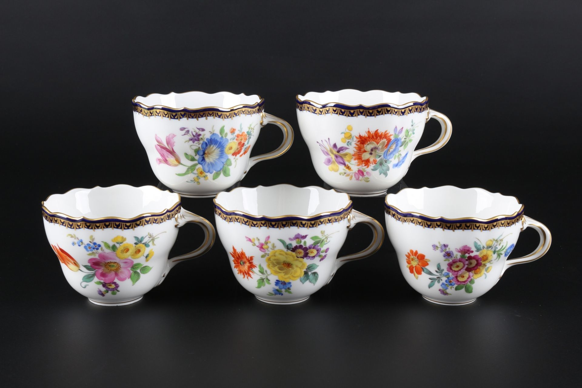 Meissen A-Kante 5 Kaffeegedecke, coffee cups, - Bild 2 aus 5