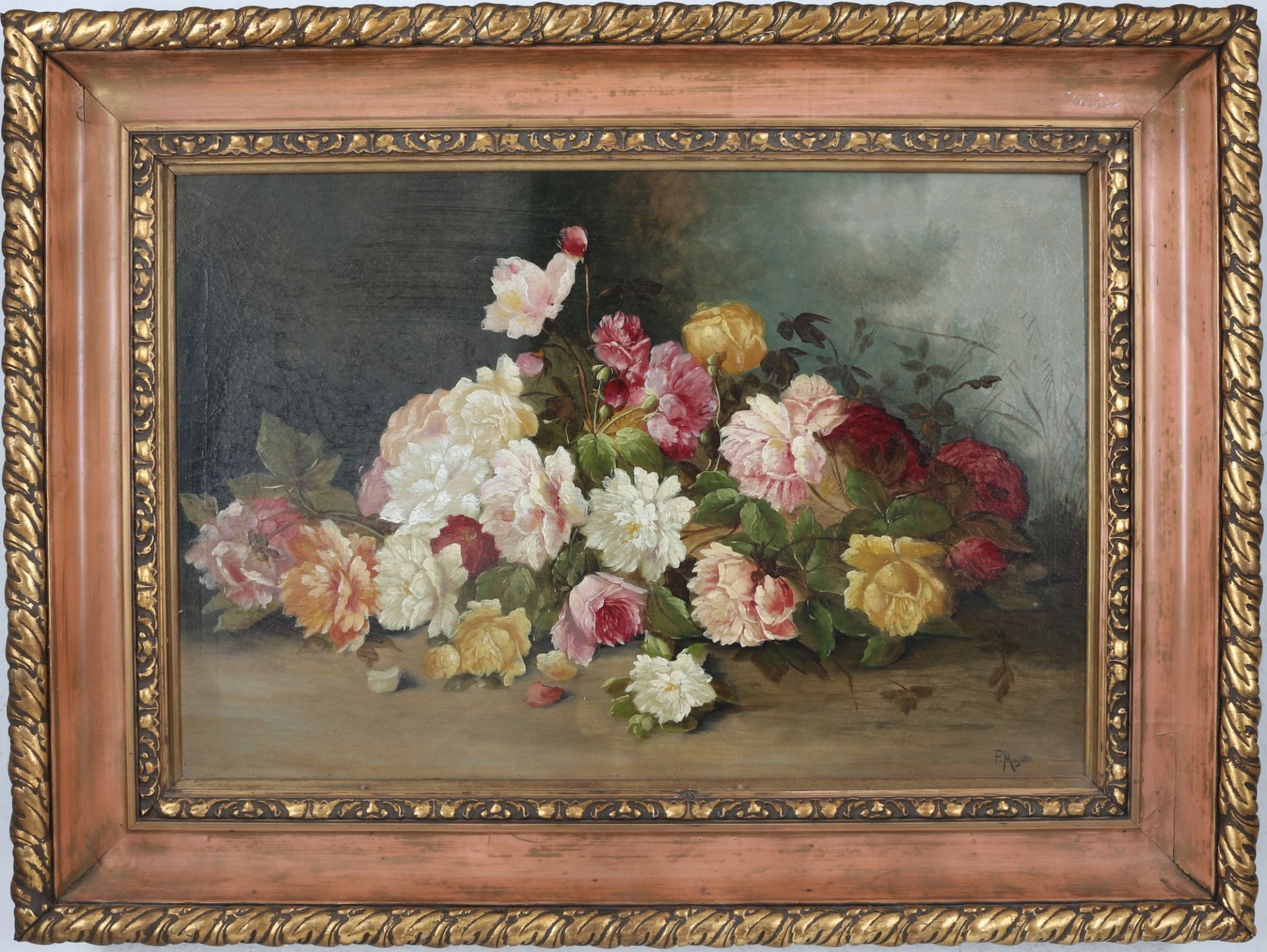 Pietro Maselli (1848 - 1892) Blumenstillleben mit Pfingstrosen, - Bild 2 aus 4