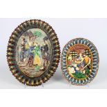 2 Bildplatten wohl u.a. Bernard Palissy 18. Jahrhundert, bowls with religious sceneries,