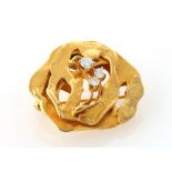 585 Gold Brosche mit 3 Brillanten 0,30ct , gold diamond brooch,