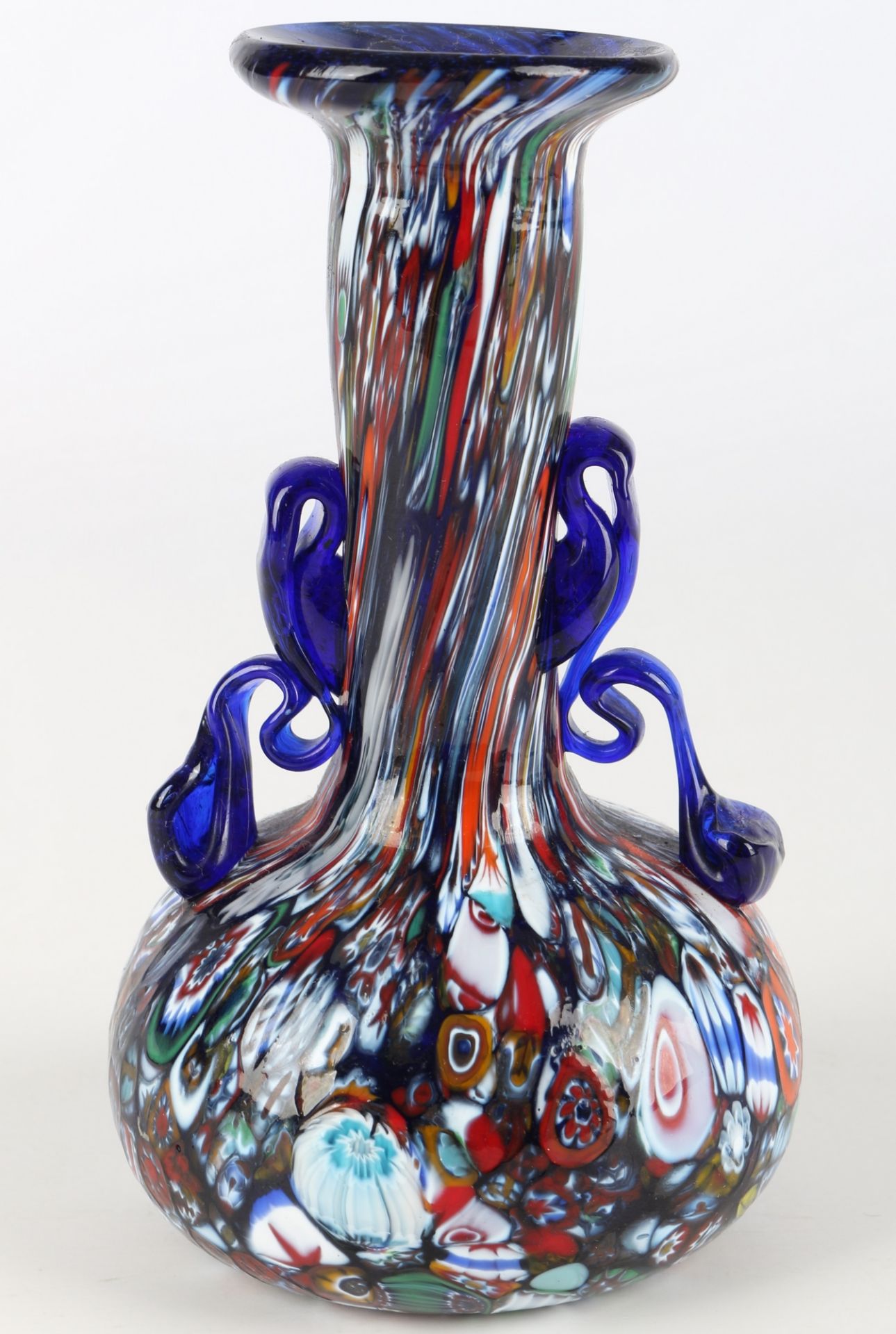 Murano Fratelli Toso Millefiori Vase, italian glass vase,