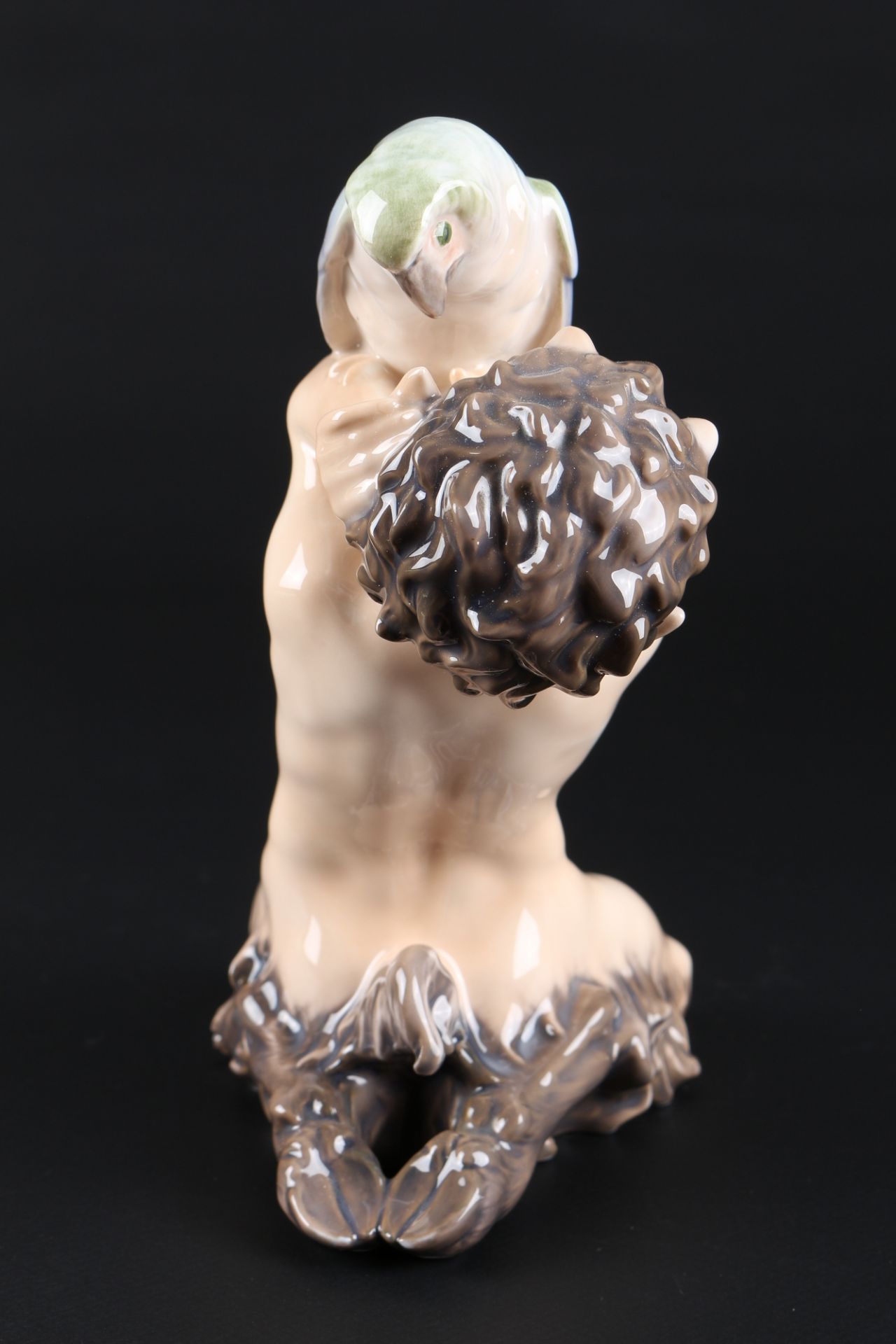 Royal Copenhagen Faun mit Papagei, faun with parrot, - Image 3 of 5