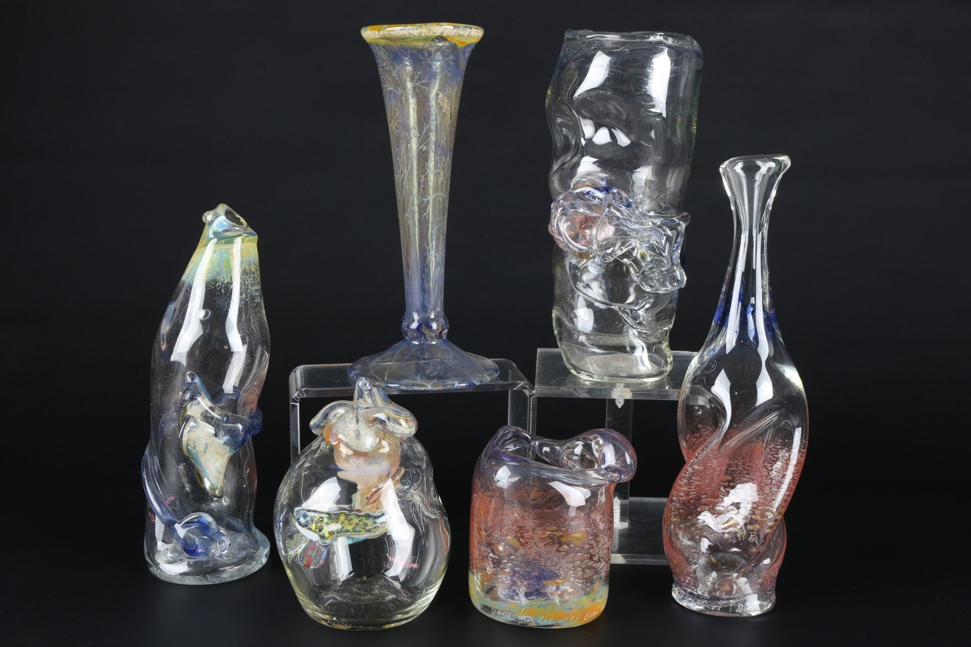 Vera Walther (XX) Konvolut von Studiogläsern / Vasen, glass objects,