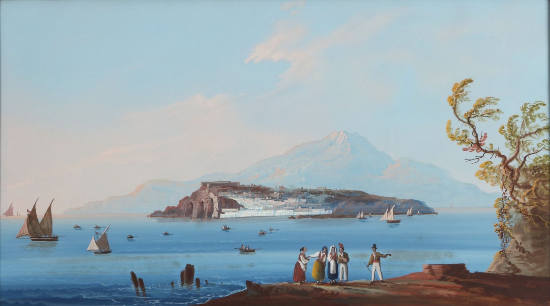 Italienischer Maler des 19. Jahrhunderts Blick auf die Insel Procida,