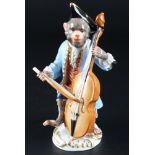 Meissen Affenkapelle Bassgeiger, bass violinist monkey chapel,