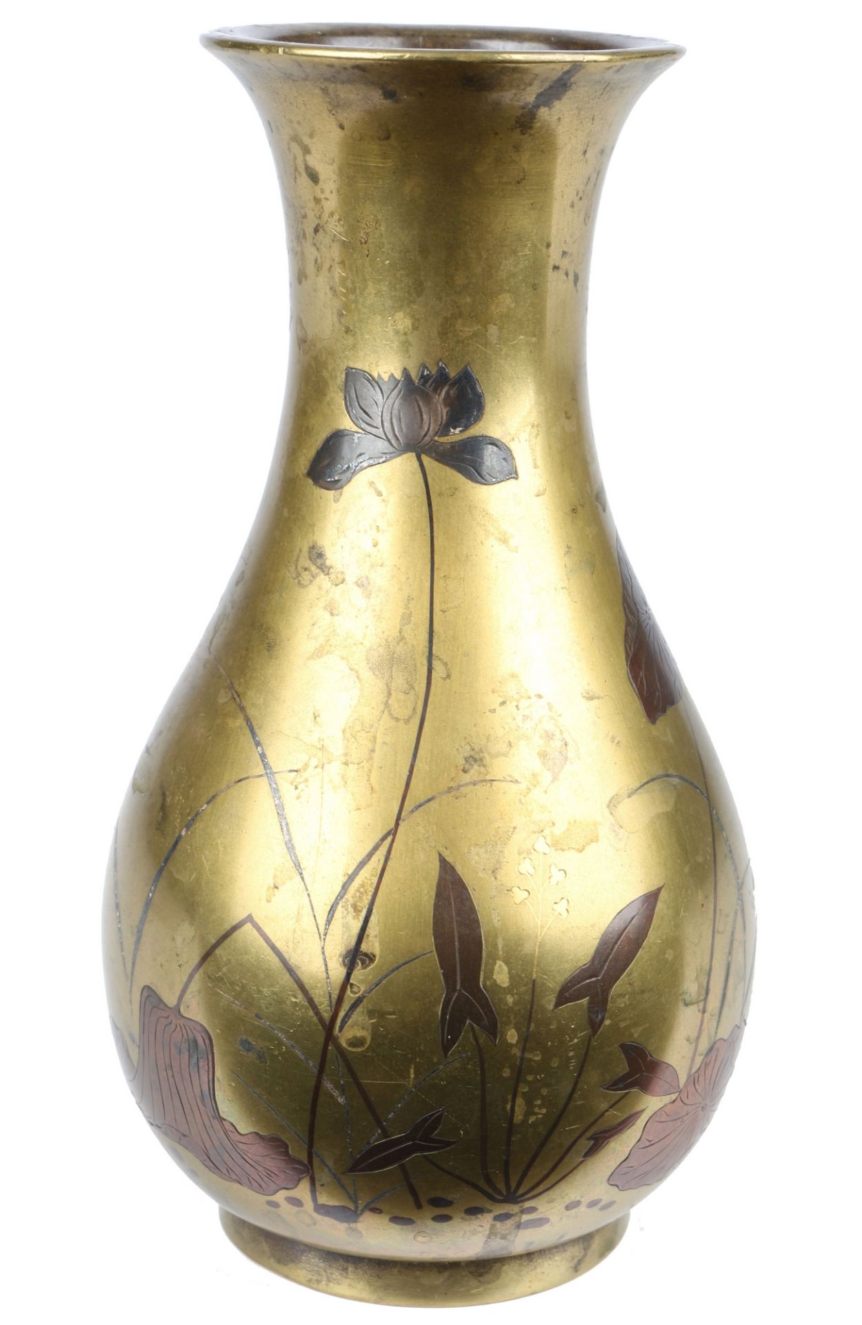 Japan Bronze Vase mit Lotusdekor Meiji-Period (1868 - 1912), japanese bronze vase,