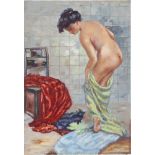Rudolf Neugebauer (1892-1961) weiblicher Akt im Badezimmer, female nude act,