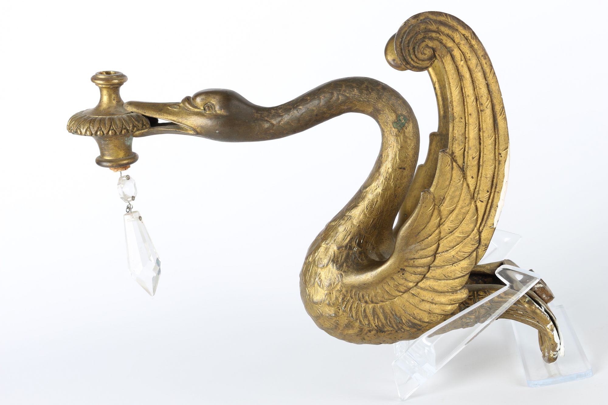 Russland 19. Jahrhundert, Paar Bronze Schwanenleuchter, pair of swan kandelaber, - Image 3 of 6
