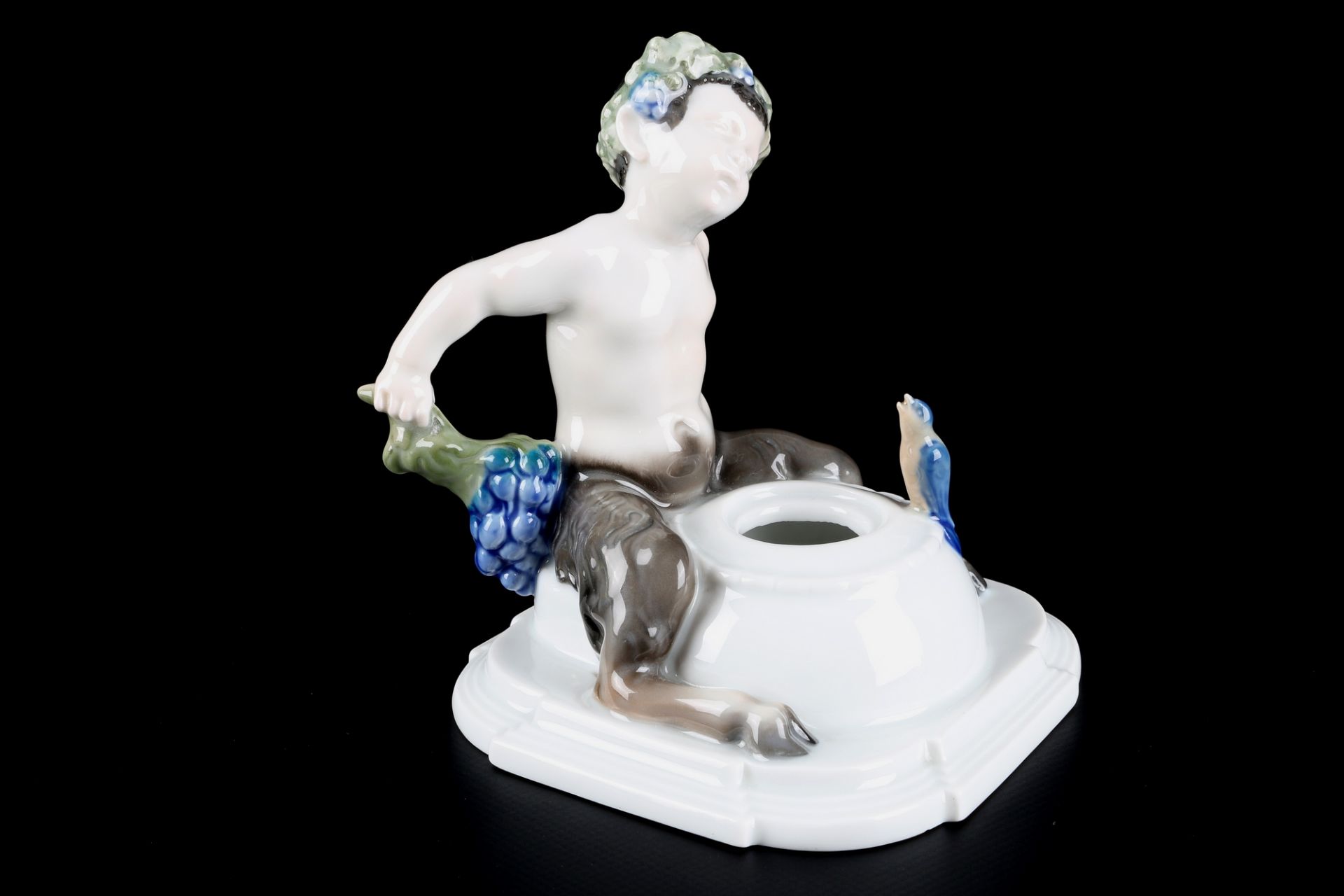 Rosenthal - Tintenfass Faun mit Trauben und Vogel Liebermann, inkwell faun with grapes, - Bild 2 aus 5