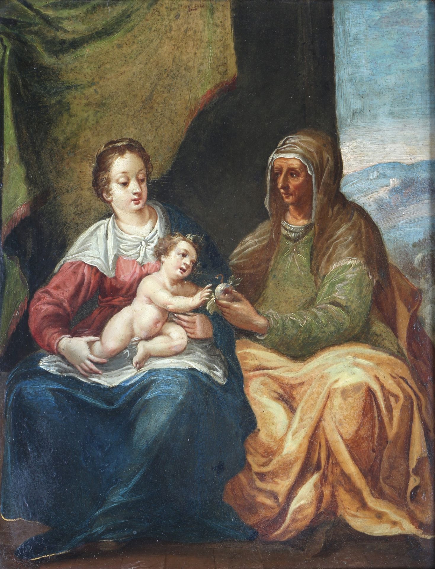 Altmeister 18. Jh Madonna mit Christuskind und Heiliger Anna, Holy Mary with Christ and Holy Anna, - Bild 2 aus 3