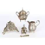 800-835 Silber Menage Set Hildesheimer Rose, silver lot,