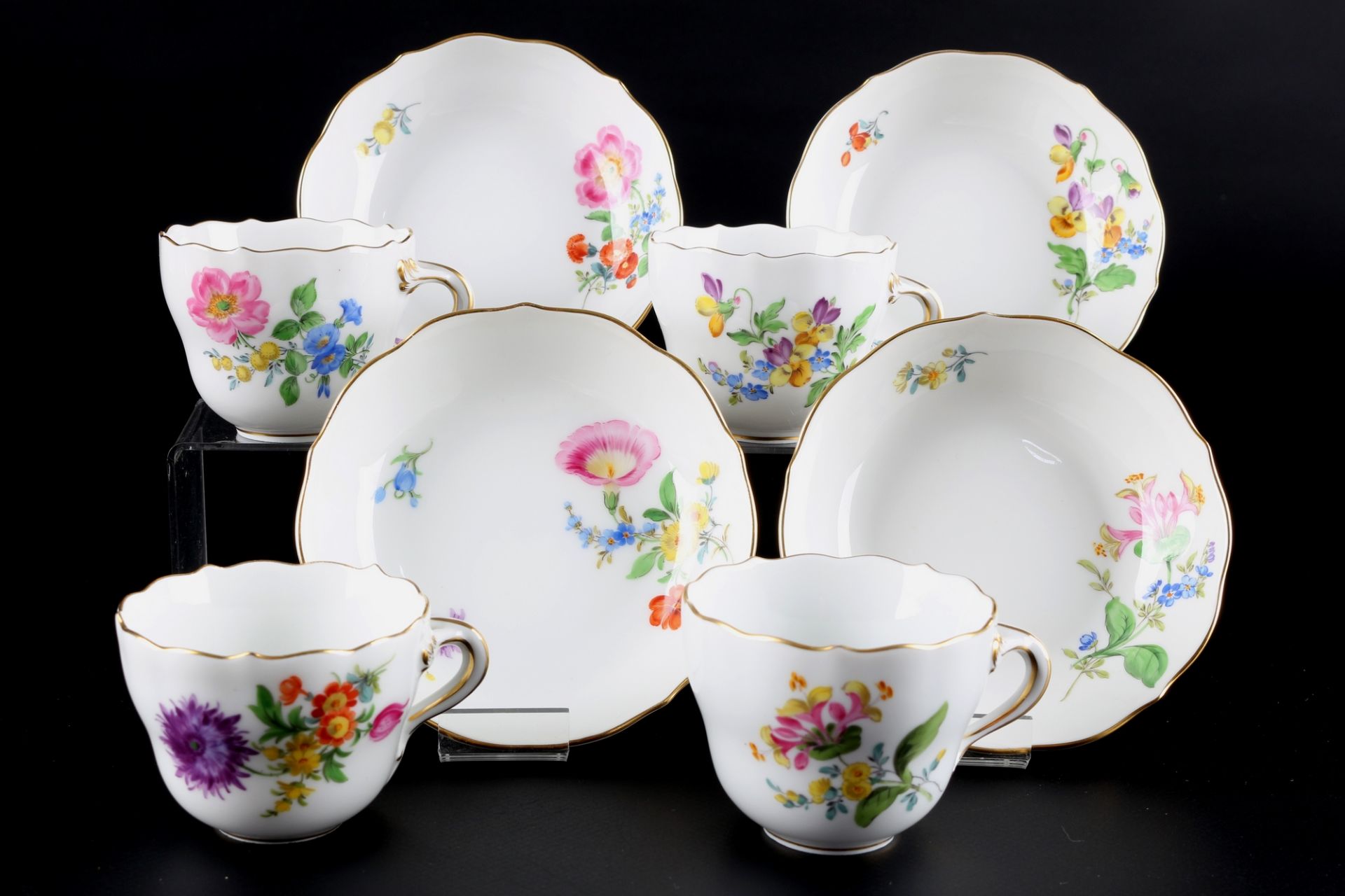 Meissen Blumenmalerei 8 Mokkatassen, mocha coffee cups, - Image 2 of 4