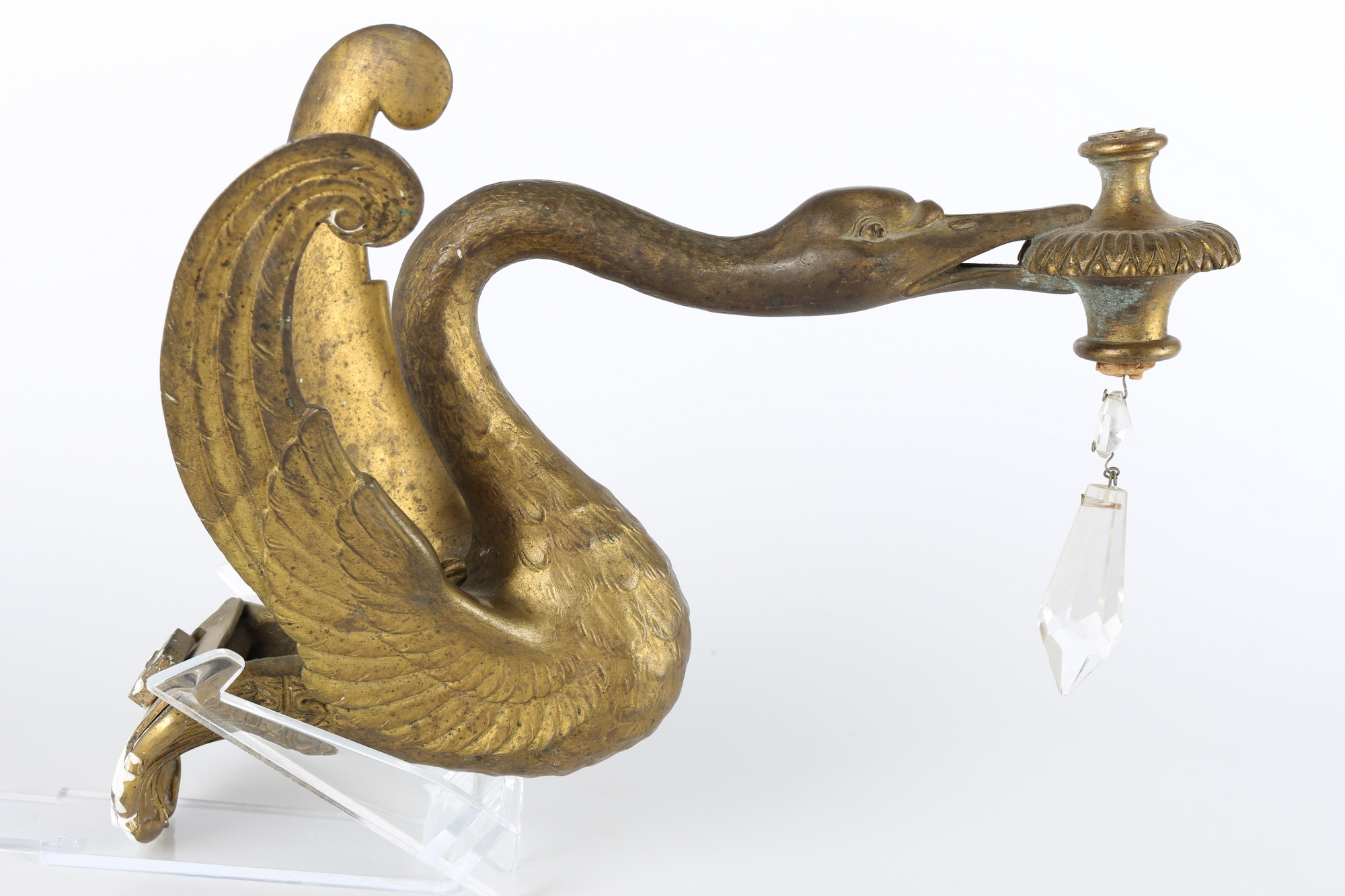 Russland 19. Jahrhundert, Paar Bronze Schwanenleuchter, pair of swan kandelaber, - Image 5 of 6