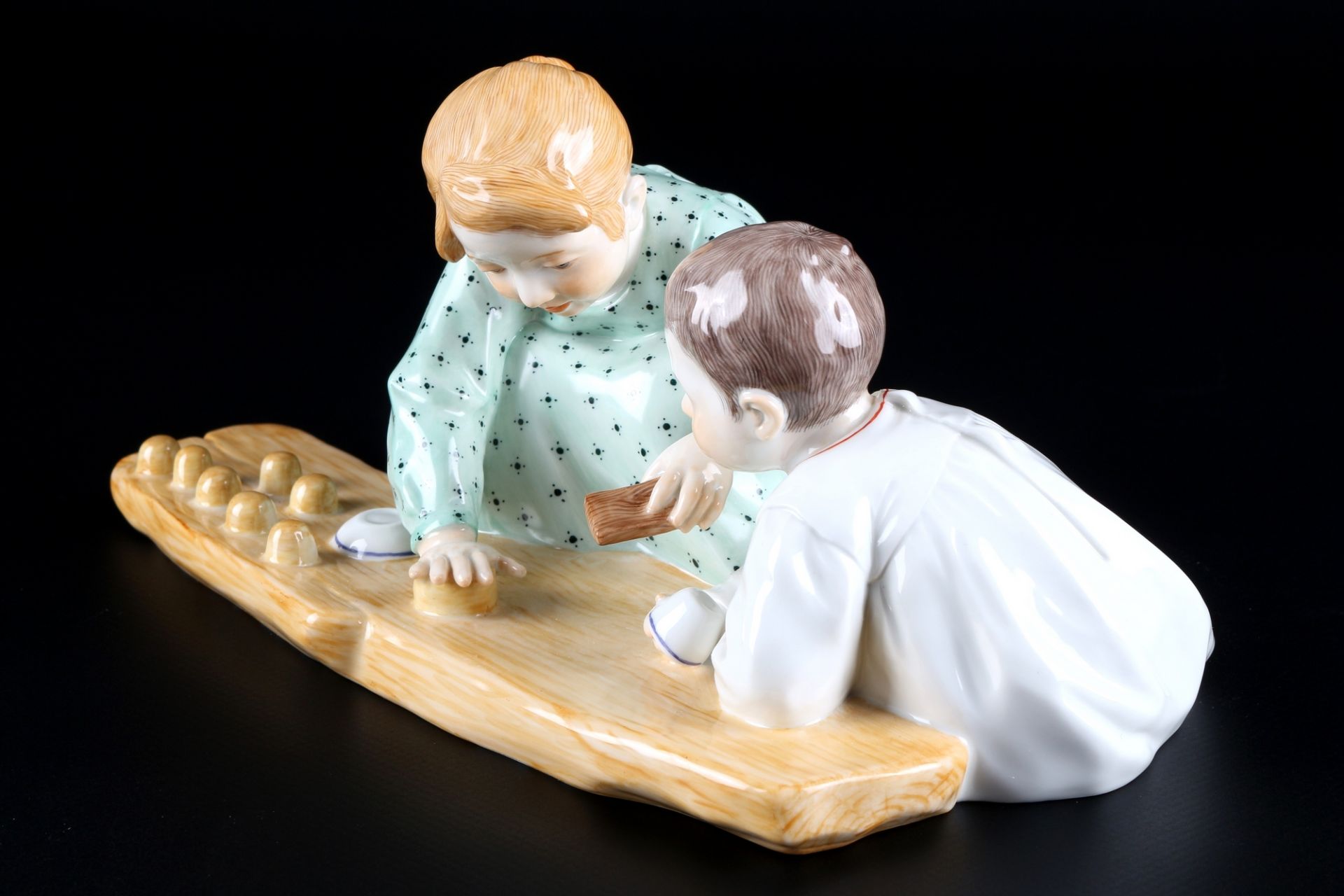 Meissen Hentschelkind Zwei Kinder mit Sandformen 1.Wahl, children with sand molds, - Image 2 of 5