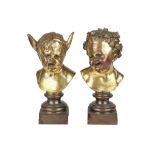 2 Bronzen - Büsten um 1900, busts,