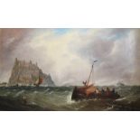 John Callow (1822-1878) Schiffbruch vor Inselfestung, shipwreck in front of island fortress,