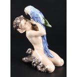 Royal Copenhagen Faun mit Papagei, faun with parrot,