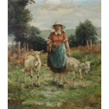 Willi Hans Burger-Willing (1882-1969) Hirtin mit Ziegen, shepherdess with goats