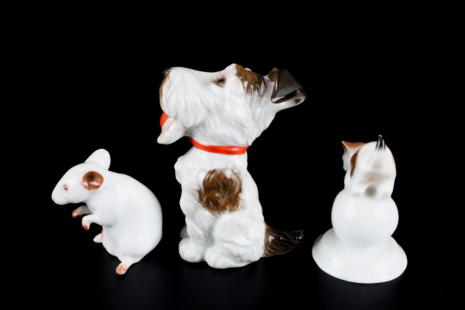 Rosenthal - 3 Tierfiguren - Hund, Katze und Maus, porcelain animal figures, - Bild 2 aus 4