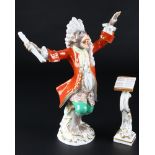 Meissen Affenkapelle Kapellmeister mit Notenpult, chapelmaster with note desk monkey chapel,