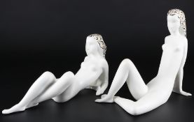 Royal Dux Bohemia 2 Frauenakte Anita und Babeta, nude figurines