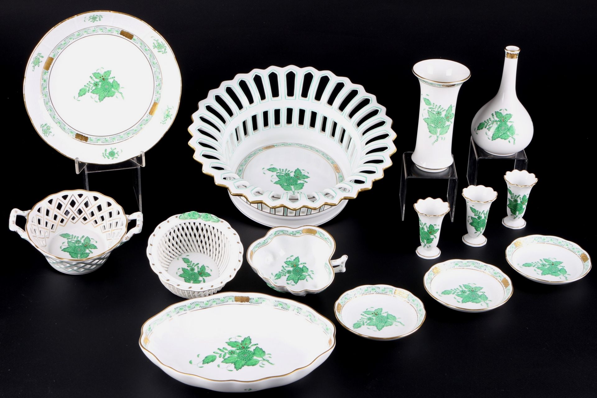 Herend Apponyi Vert Porzellan Konvolut, porcelain lot,