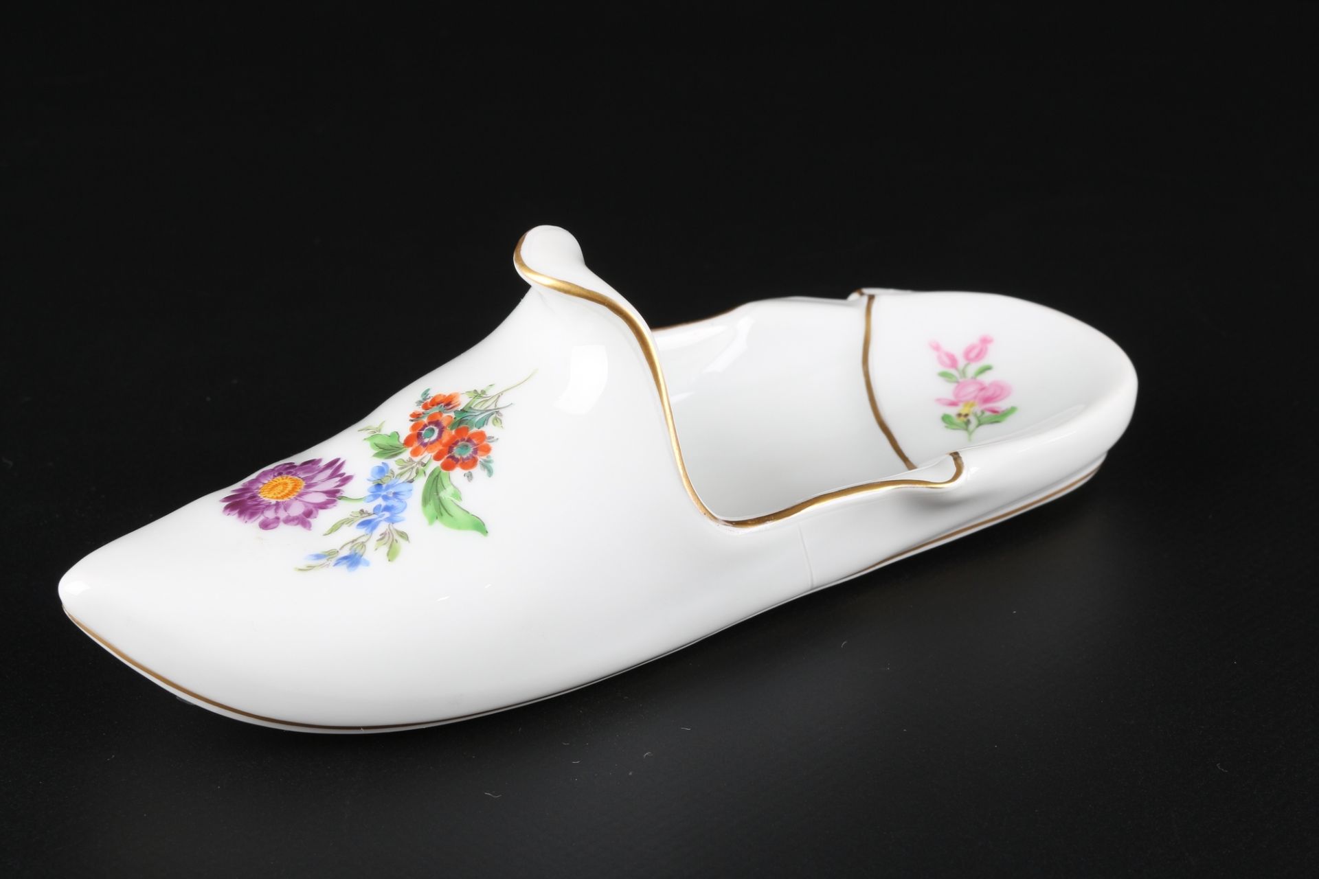 Meissen Blumenmalerei Pantoffel / Schuh, slipper shoe, - Image 3 of 4