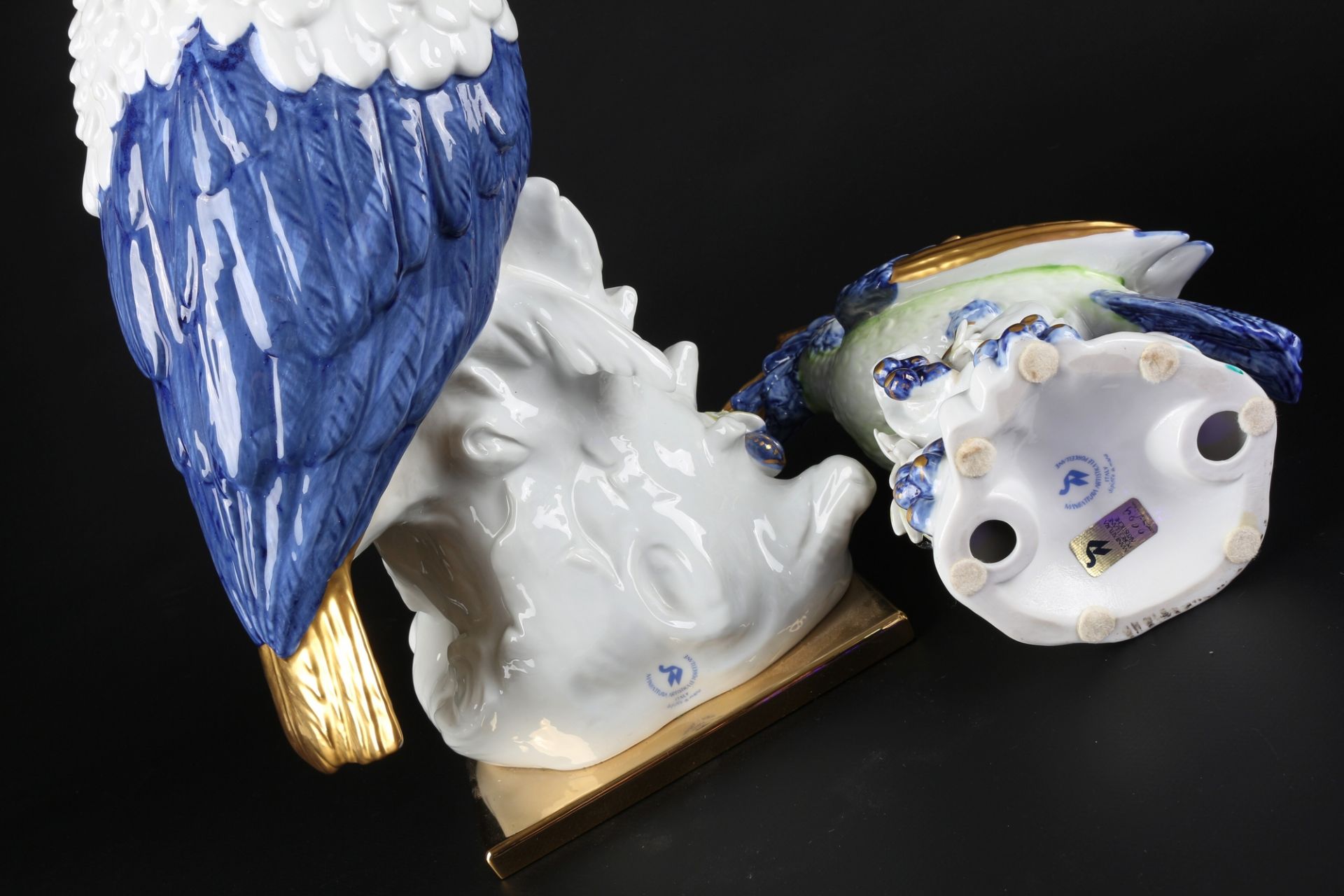 Manifattura Artistica le Porcellane großer Kakadu mit 2 Wiedehopfe, porcelain parrot / hoopoo, - Image 6 of 6
