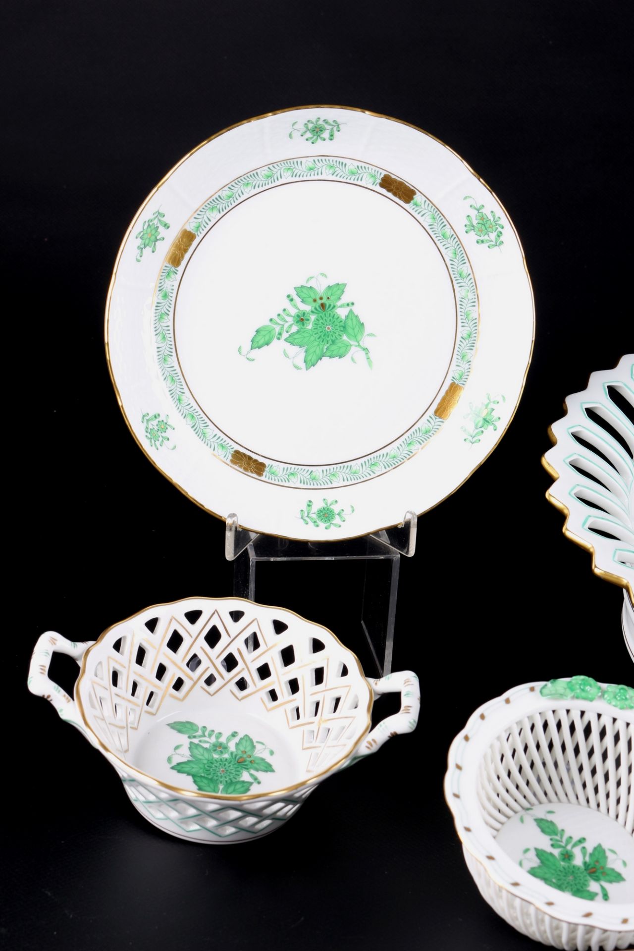 Herend Apponyi Vert Porzellan Konvolut, porcelain lot, - Image 4 of 6