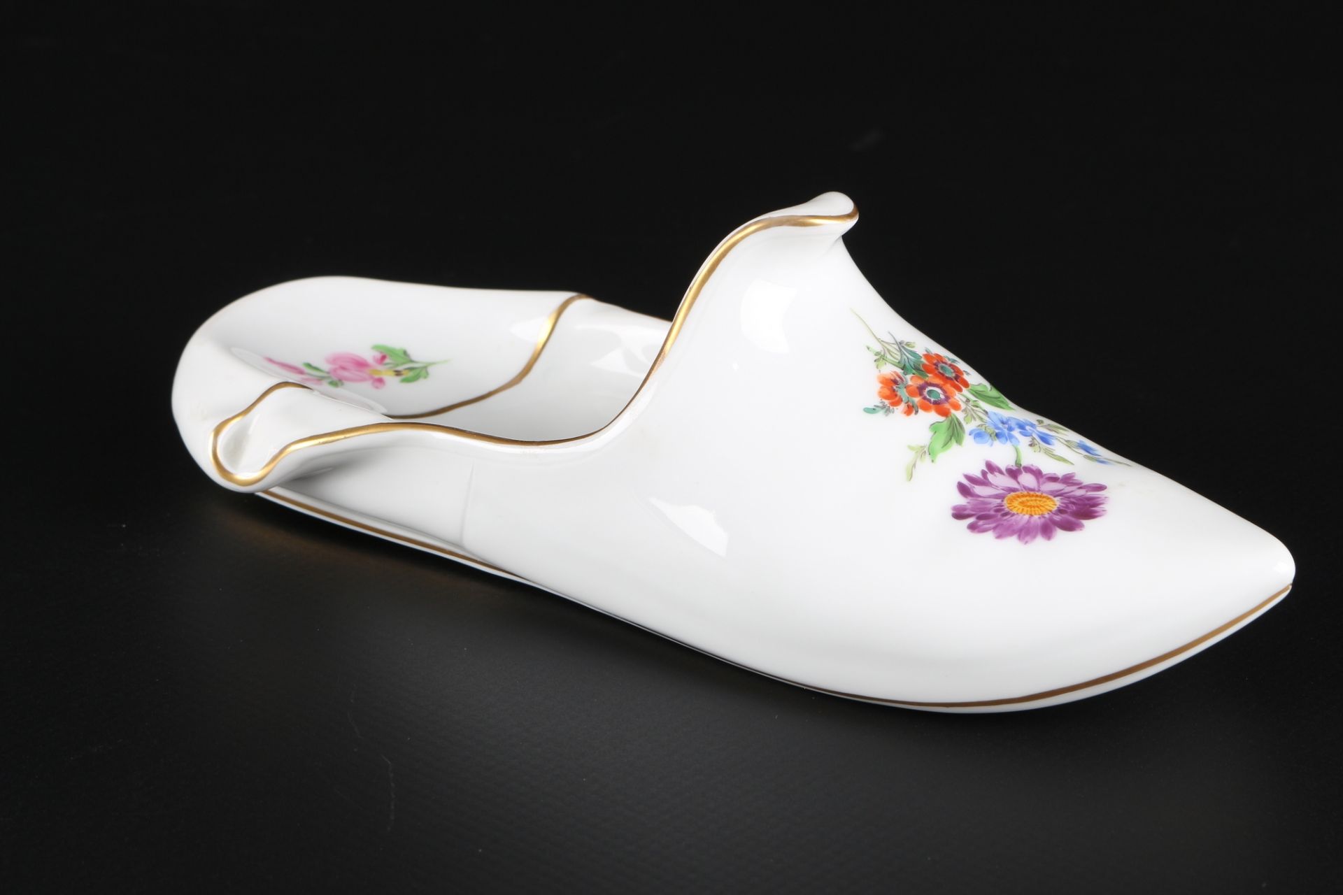 Meissen Blumenmalerei Pantoffel / Schuh, slipper shoe,
