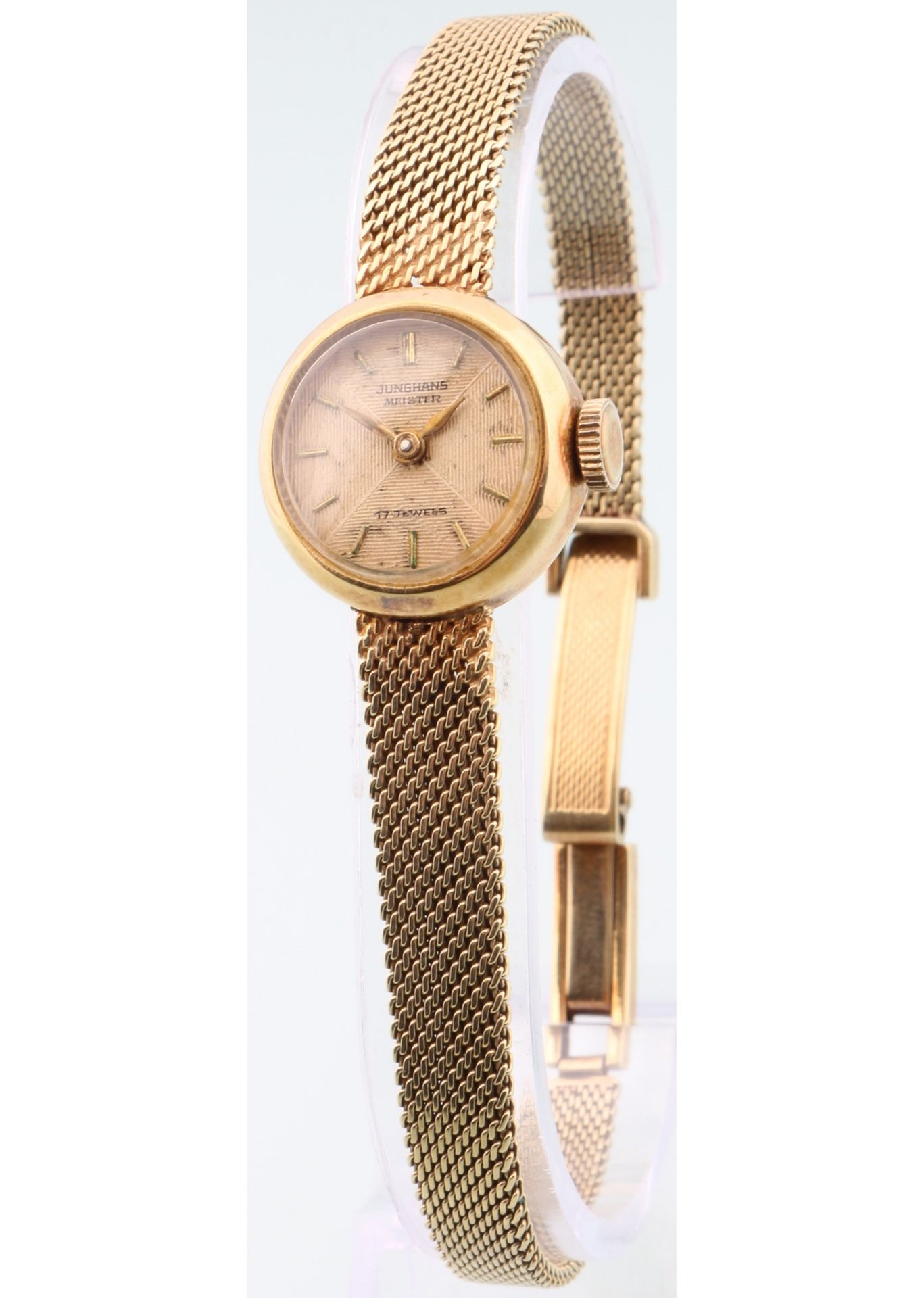 585 Gold Damenuhr mit Goldarmband Junghans Meister, gold ladies watch,