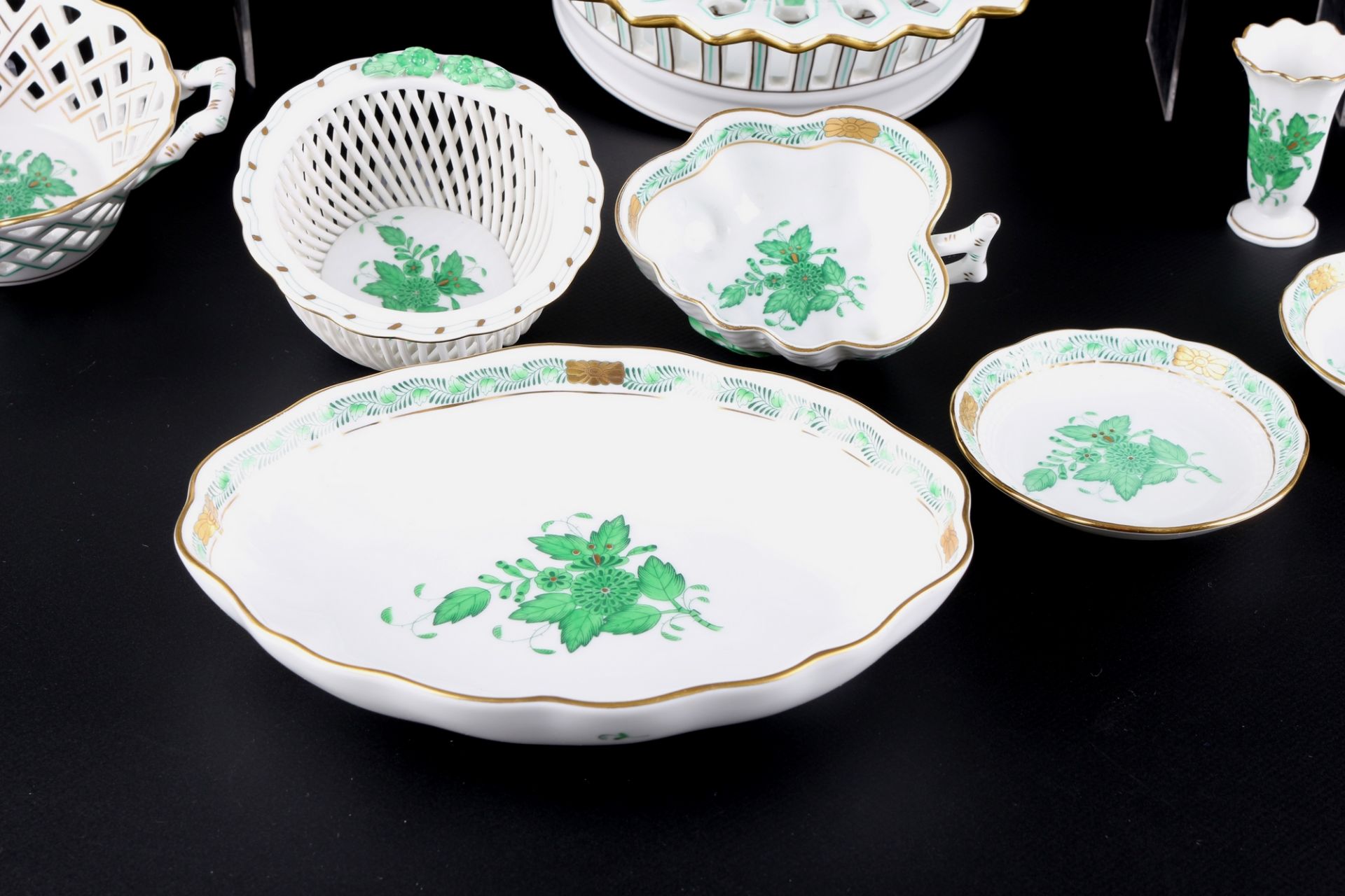 Herend Apponyi Vert Porzellan Konvolut, porcelain lot, - Image 3 of 6