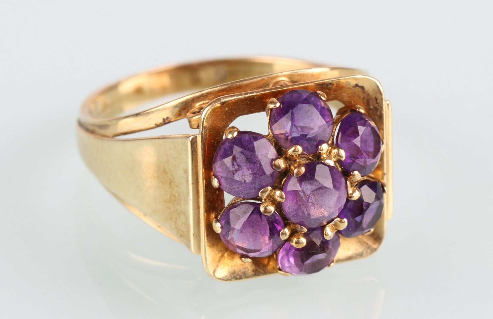 585 Goldring mit Amethysten, 14K gold Amethysts ring,