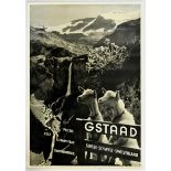 Travel Poster Gstaad Switzerland Golf Swimming Mountains