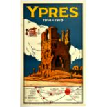 Travel Poster Ypres Belgium WWI Ruins