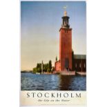 Travel Poster Stockholm City on Water Sweden