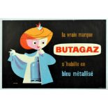 Advertising Poster Butagaz Metallic Blue Midcentury Modern