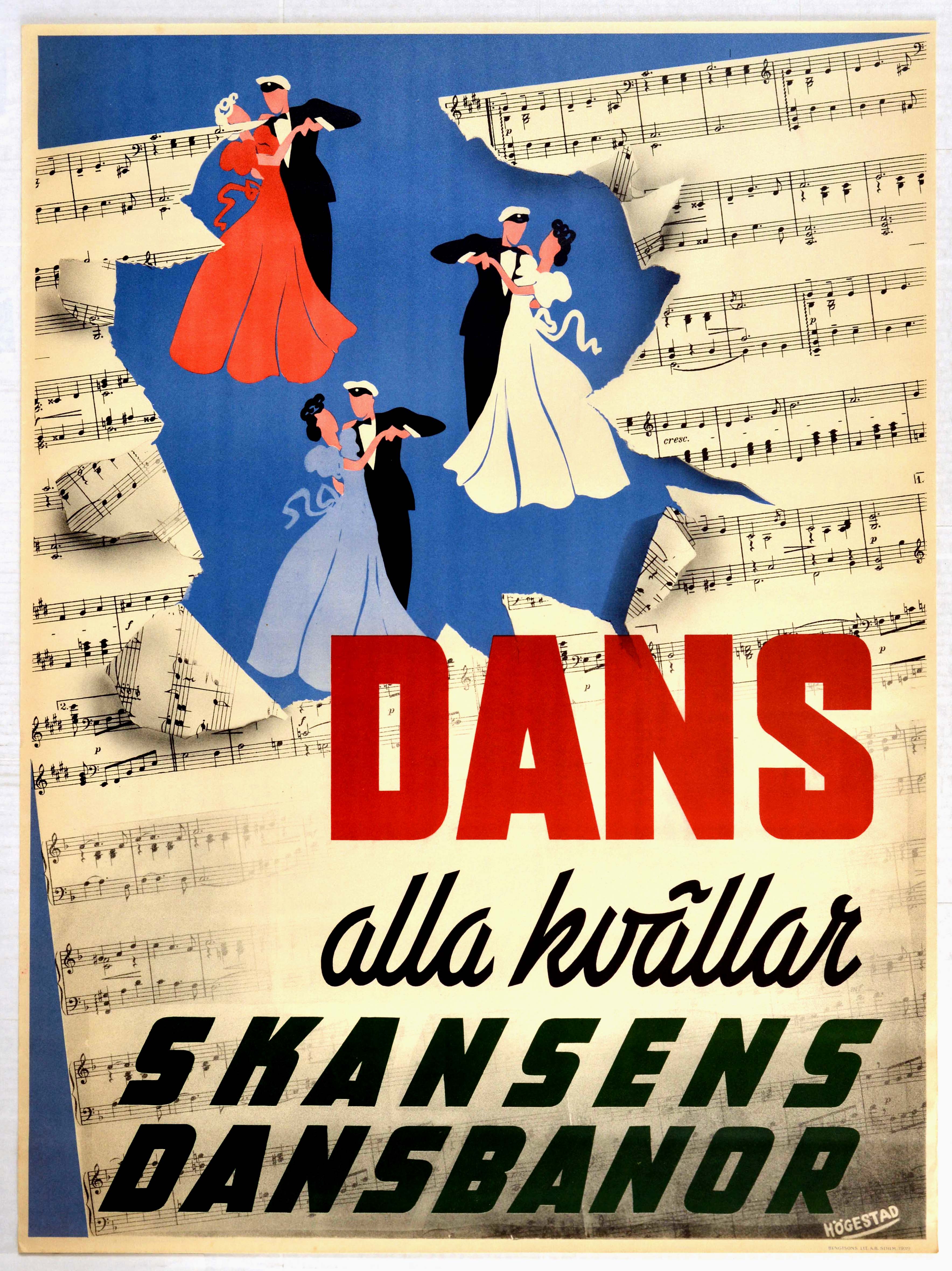 Advertising Poster Skansen Dance Art Deco Sweden