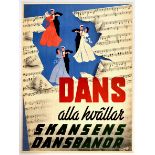 Advertising Poster Skansen Dance Art Deco Sweden