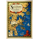 Travel Poster Saltsjobaden Sweden Illustrated Map