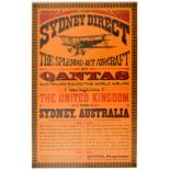 Travel Poster Sydney Australia Quantas Airline London