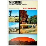 Travel Poster Australia Qantas Airline Ayers Rock