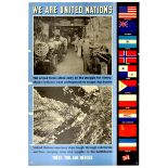War Poster United Nations WWII China Factory Merchant Navy